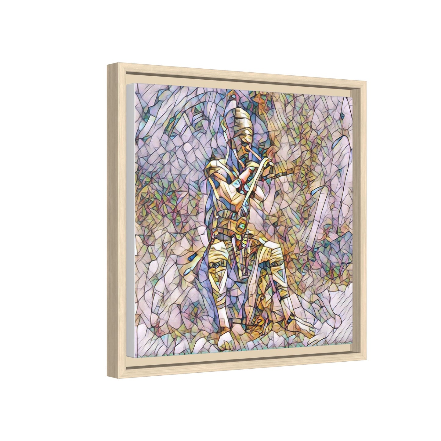 Framed Matte Canvas - Stained Glass Knight Artwork
