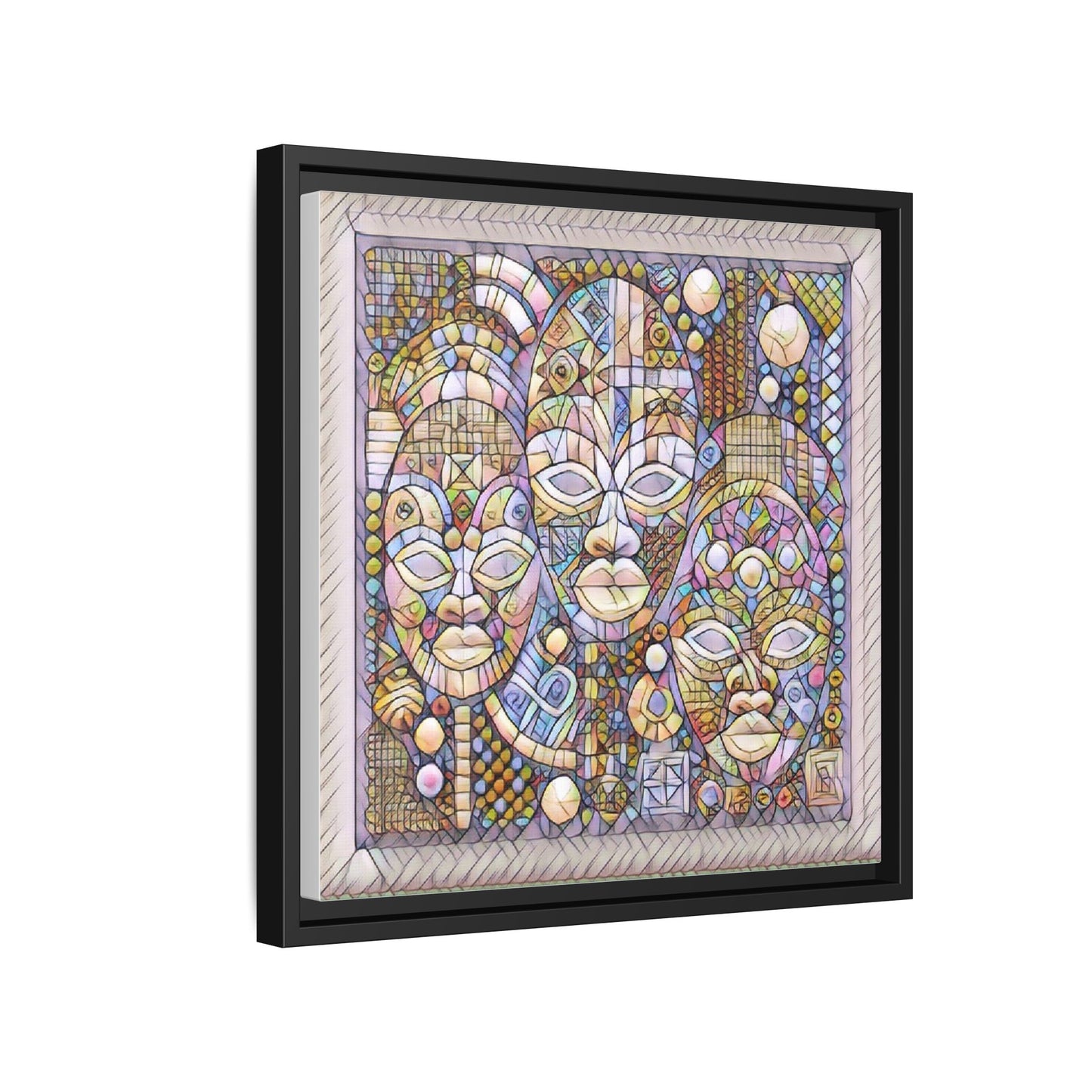 Abstract African Mask Art — Framed Matte Canvas Wall Art
