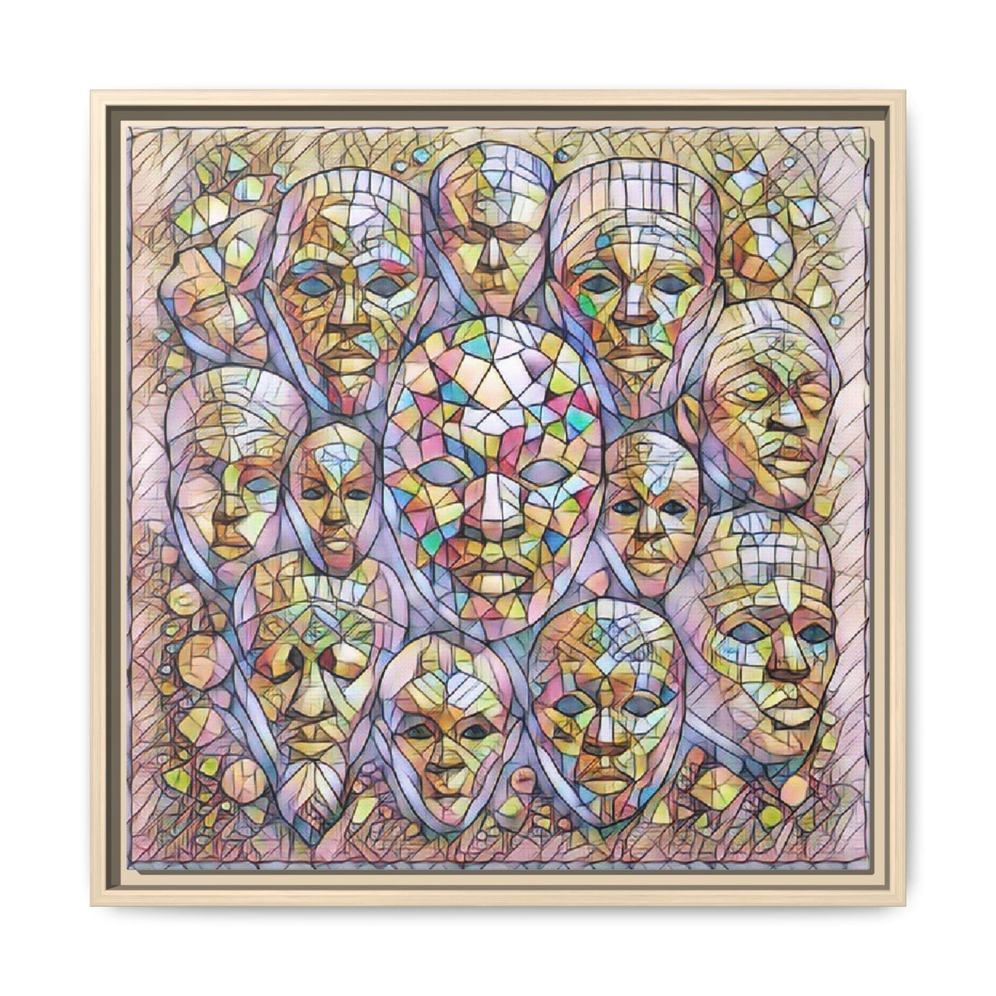 Framed Art Print — Mosaic Faces Matte Canvas