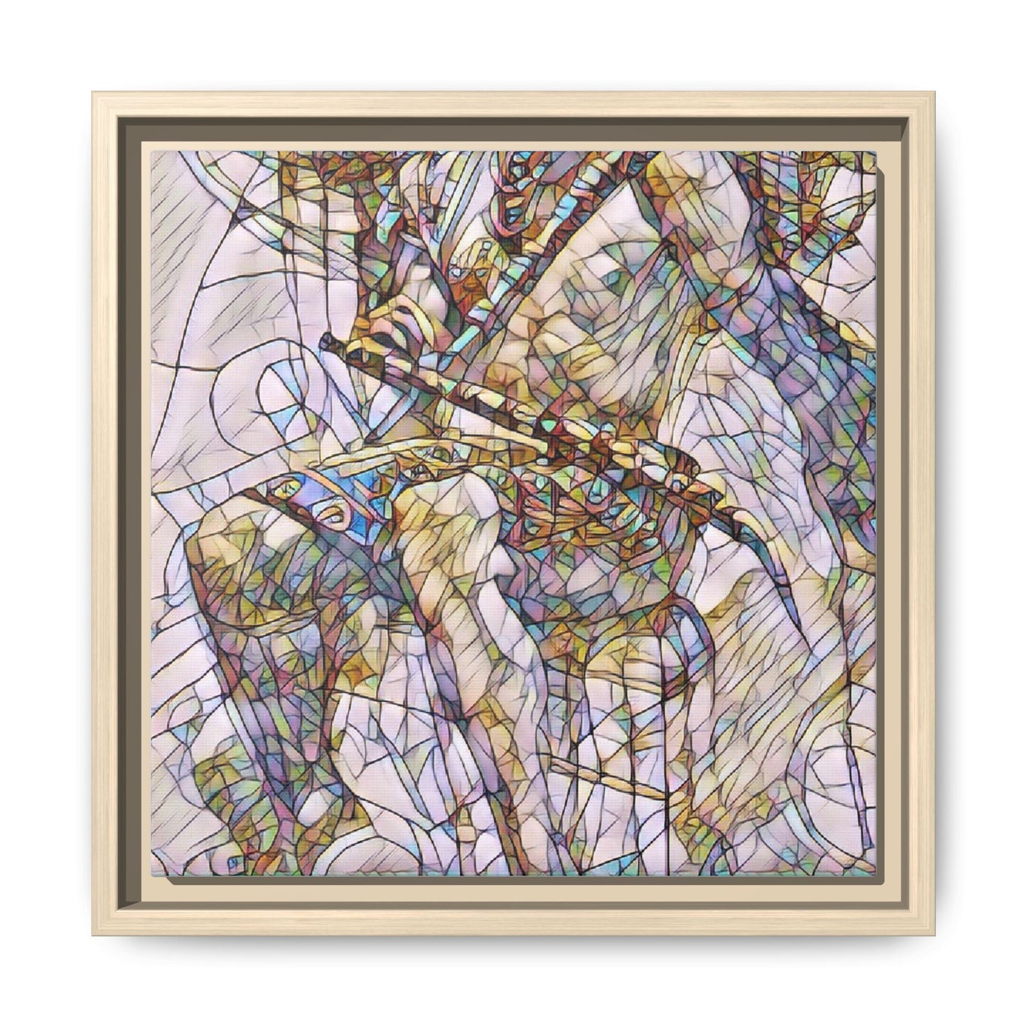 Framed Abstract Musician Canvas Art — Multi‑Color Jazz Saxophone Print