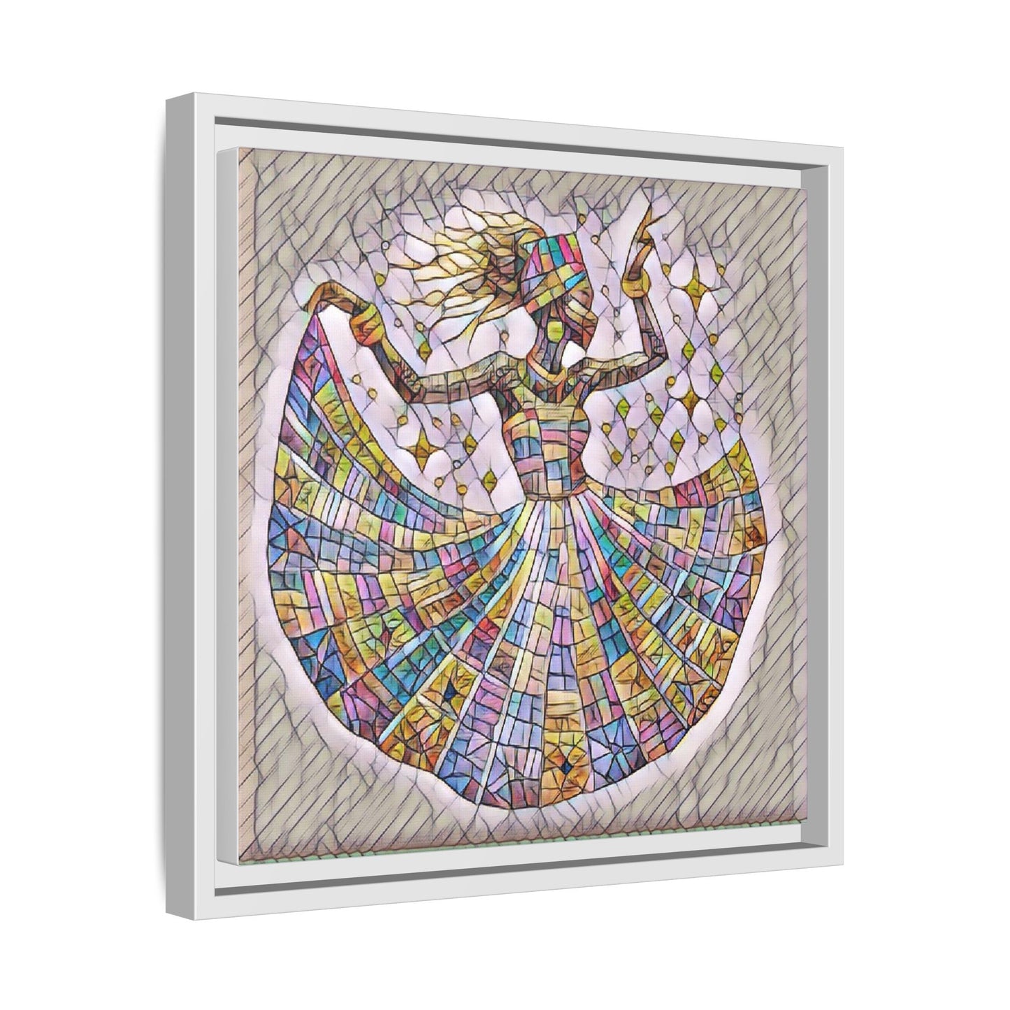 Colorful Mosaic Dance Framed Canvas Art