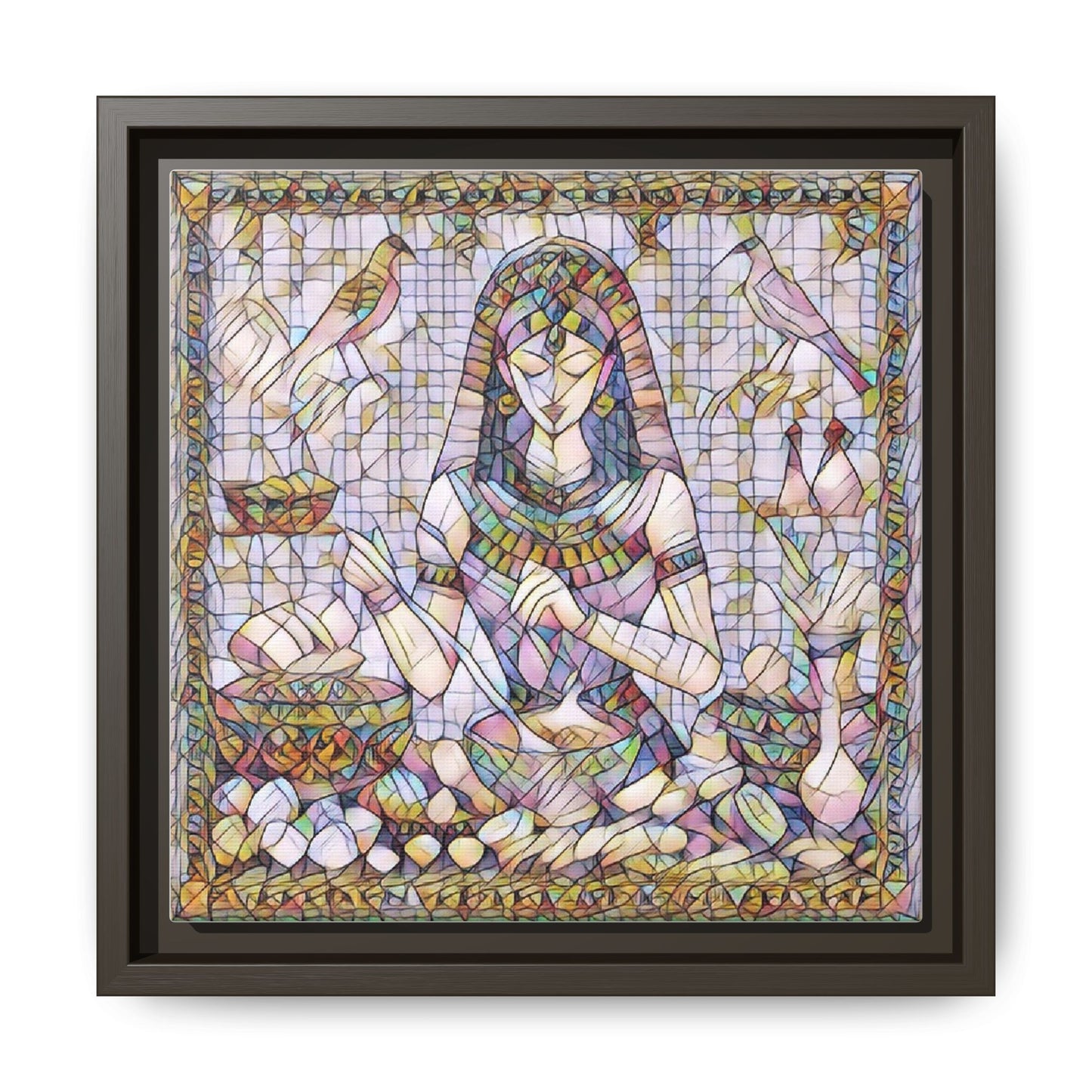 Egyptian Goddess Mosaic Framed Canvas Art