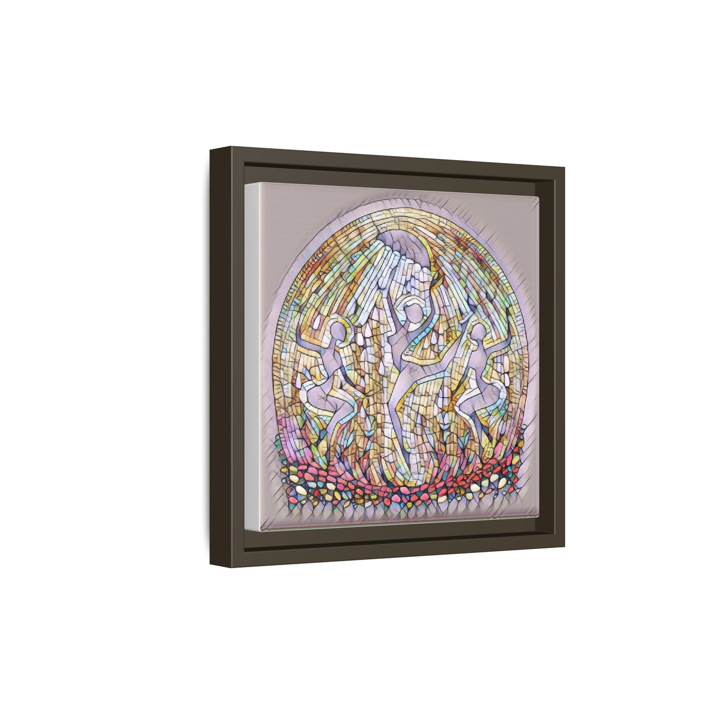 Framed Canvas Art - Stained Glass Dance Trio (Matte Multi-Color)