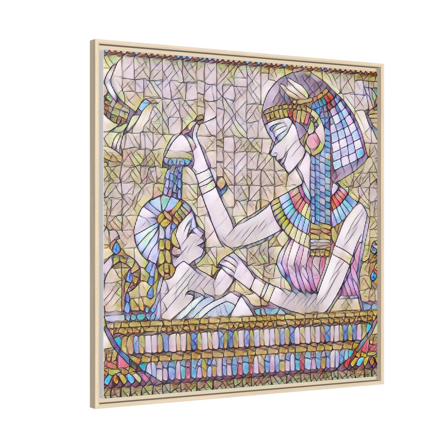Egyptian Mosaic Mother & Child Framed Matte Canvas