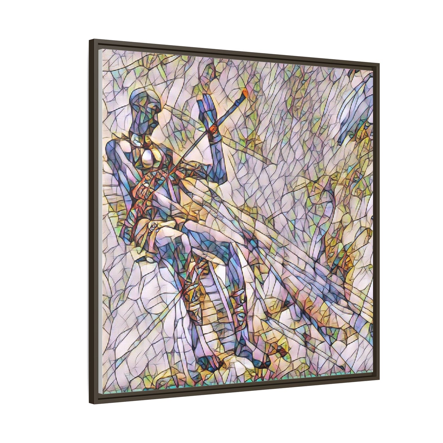 Abstract Stained-Glass Warrior Framed Canvas