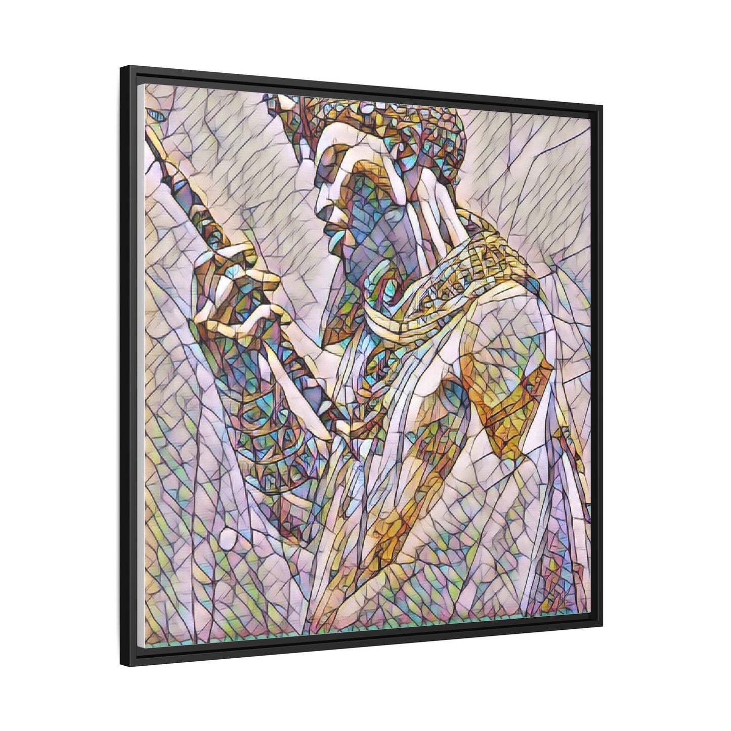 Egyptian Pharaoh Stained Glass Art — Framed Matte Canvas