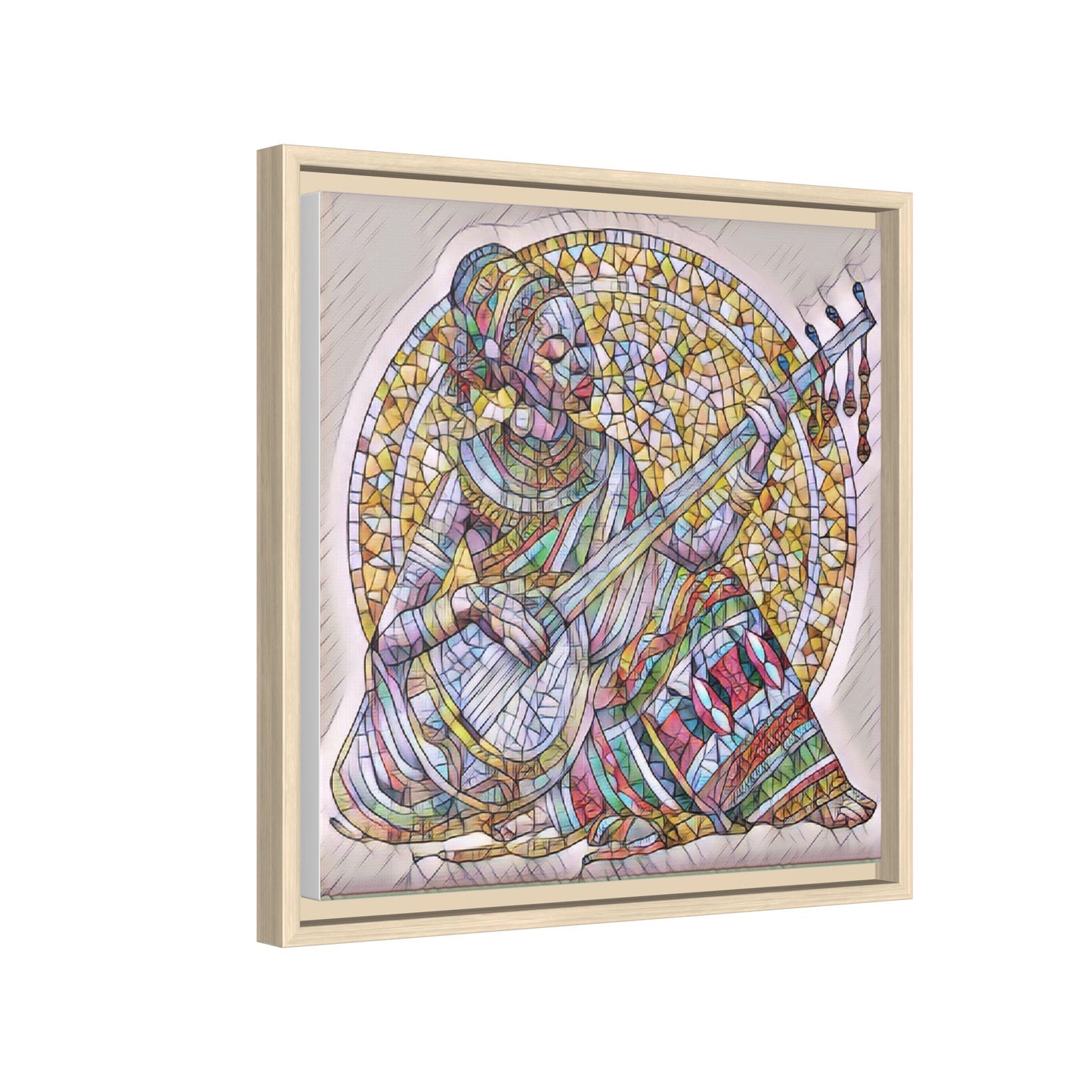 Framed Canvas Art - Colorful Mosaic Musician Wall Decor
