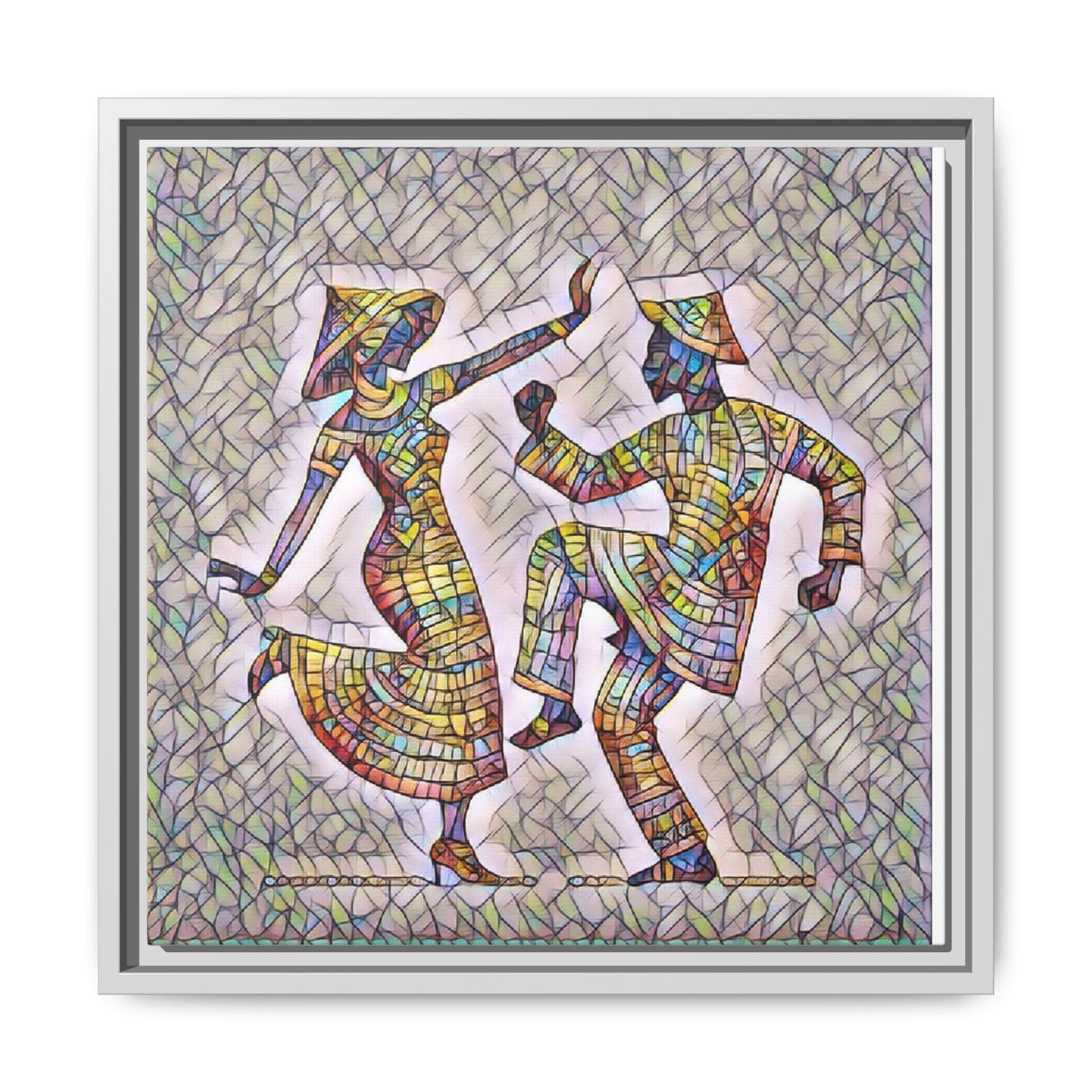 Colorful Folk Dance Matte Canvas Print (Framed)