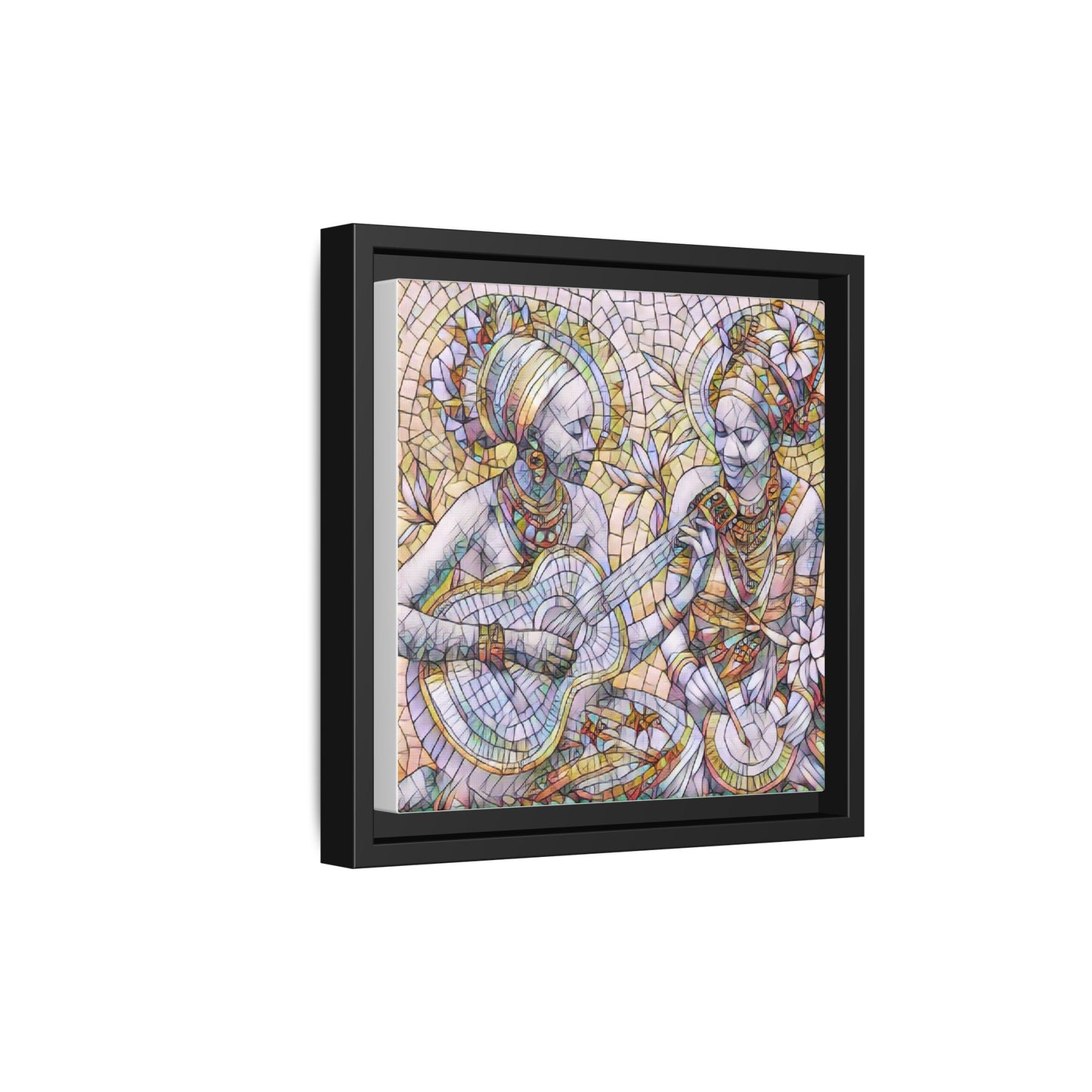 Framed Canvas Art – Colorful Mosaic Musicians Wall Decor