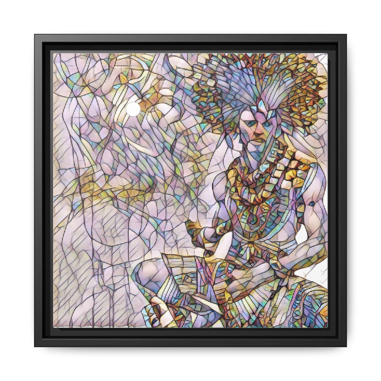 Framed Matte Canvas Art — Colorful Tribal Warrior Illustration
