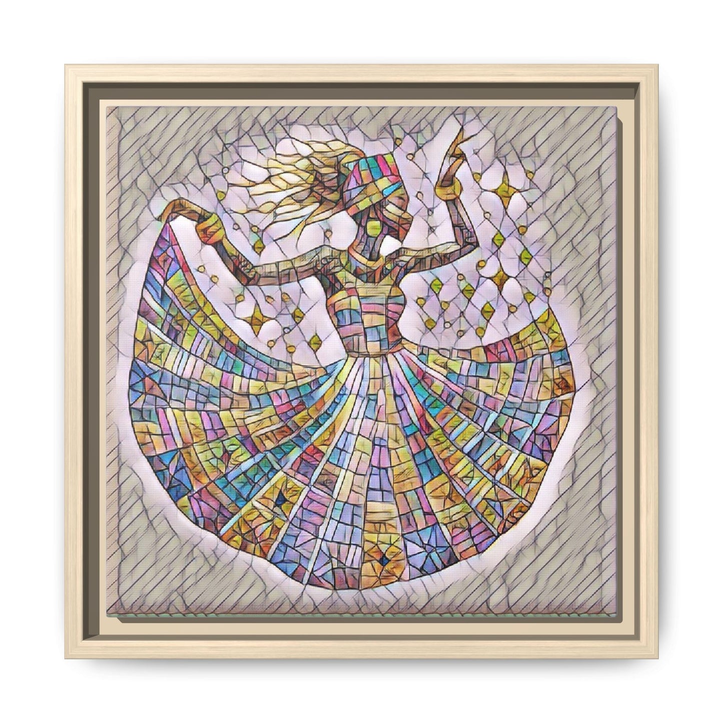 Colorful Mosaic Dance Framed Canvas Art