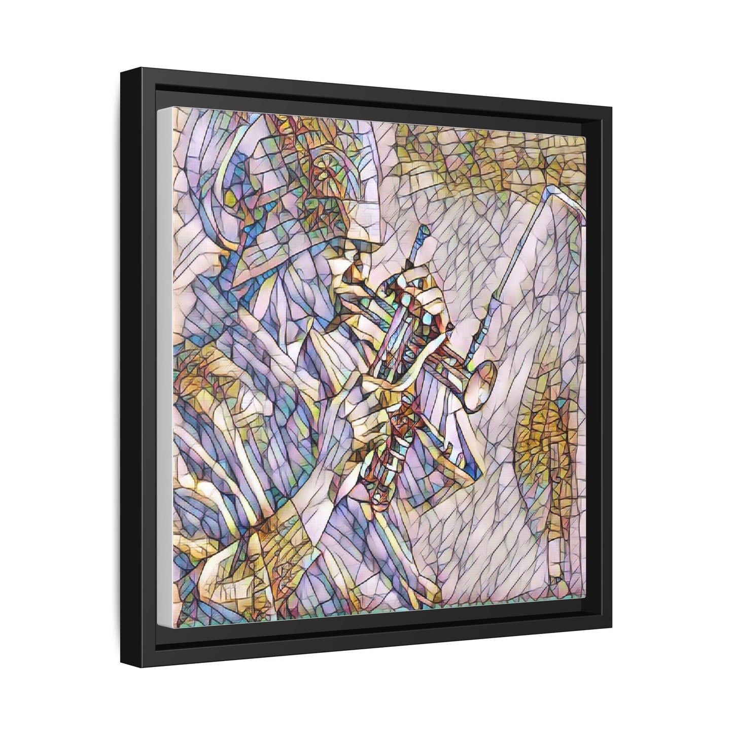 Framed Abstract Trumpet Player Matte Canvas Art