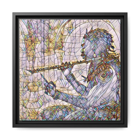 Framed Matte Canvas - Stained Glass Flute Player Art Print