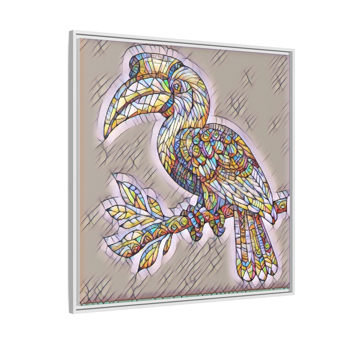 Colorful Stained Glass Toucan Matte Canvas Framed Wall Art