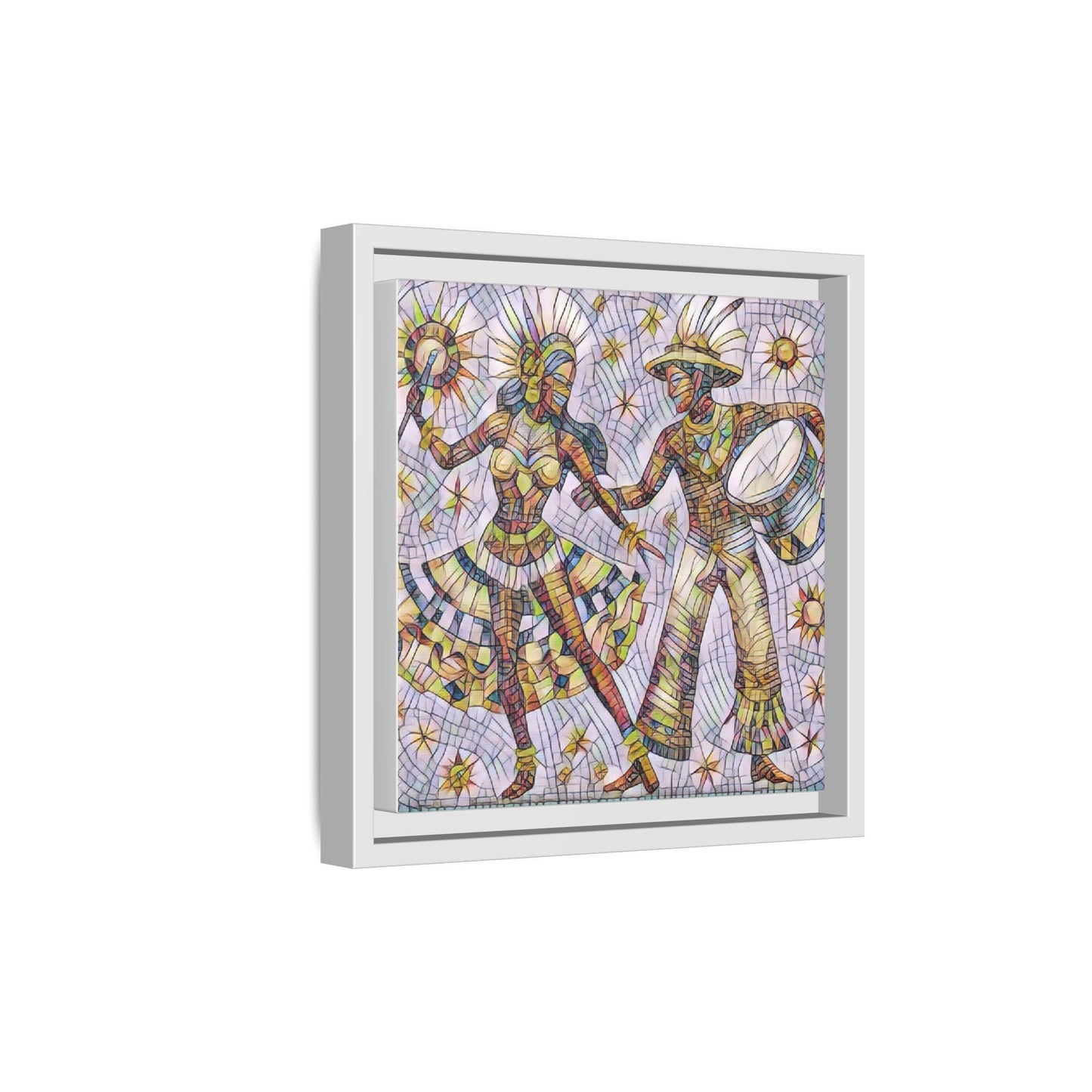Carnival Dancers Framed Canvas Art – Colorful Samba Couple Print