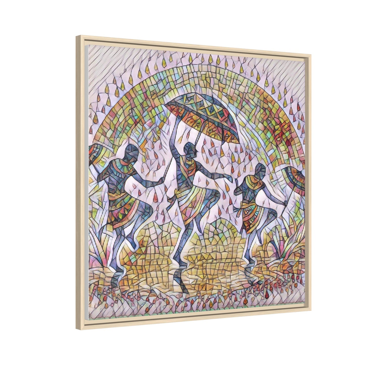 Framed Canvas Art — Colorful African Dance Mosaic