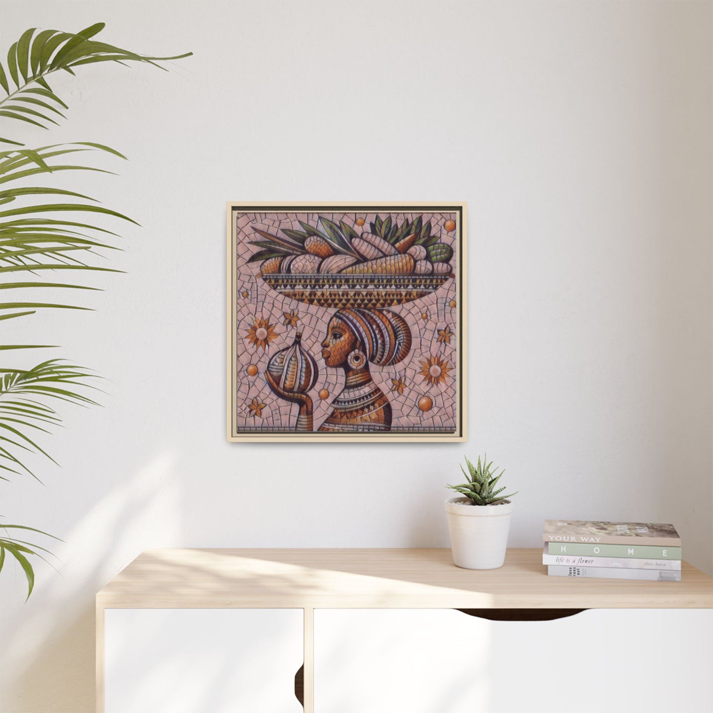 Egyptian Mosaic Goddess Matte Framed Canvas Wall Art