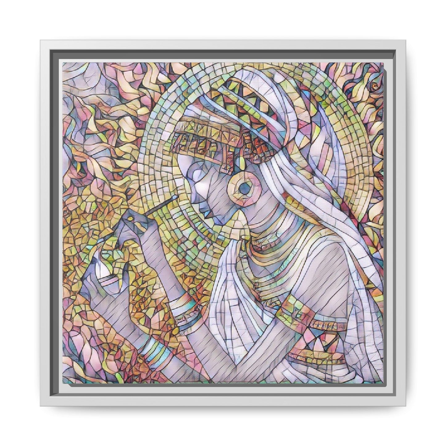 Egyptian Goddess Stained-Glass Matte Canvas (Framed)