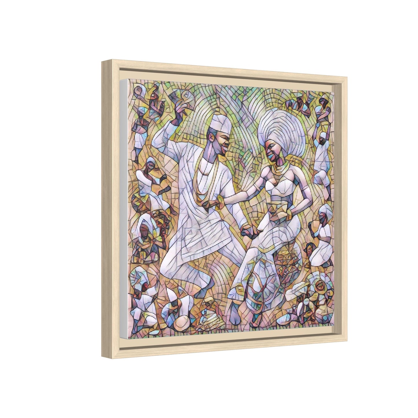 Afrobeat Celebration Matte Framed Canvas — Vibrant Dancers Wall Art