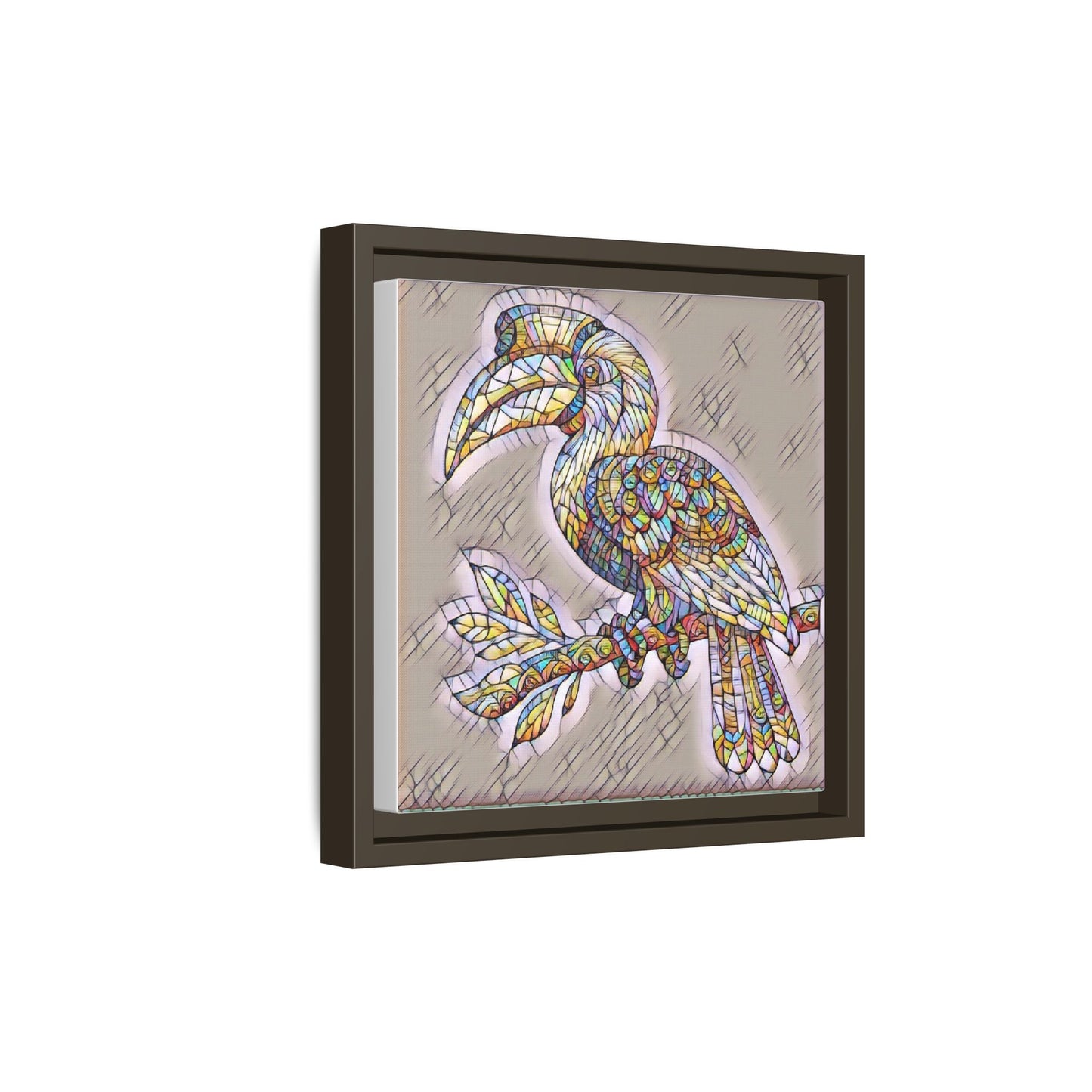 Colorful Stained Glass Toucan Matte Canvas Framed Wall Art