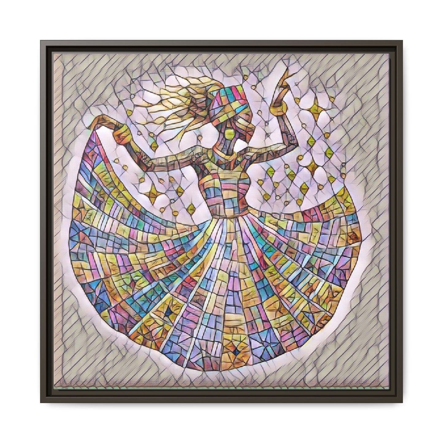 Colorful Mosaic Dance Framed Canvas Art