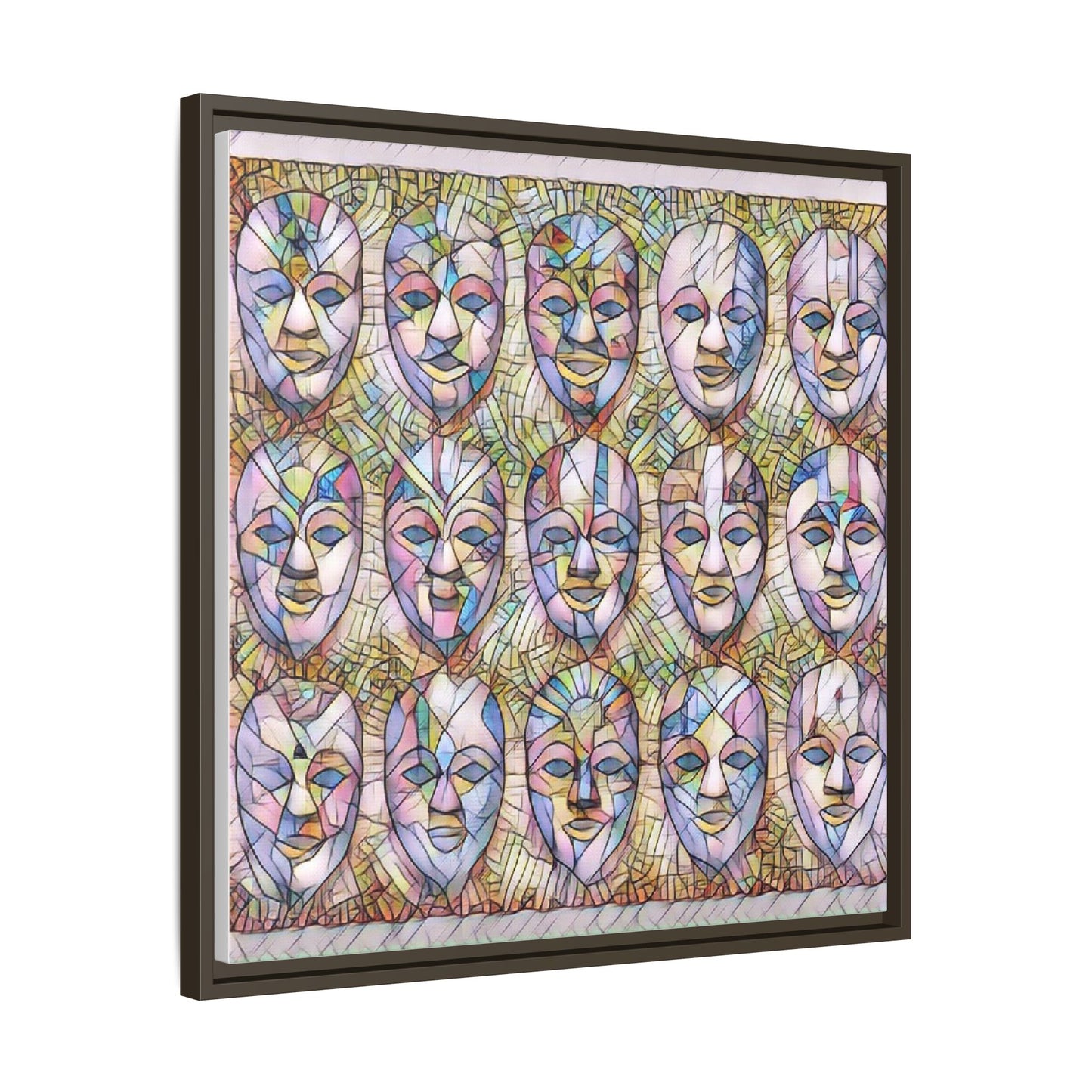Abstract Mask Art Matte Canvas Print — Framed Multicolor Wall Art