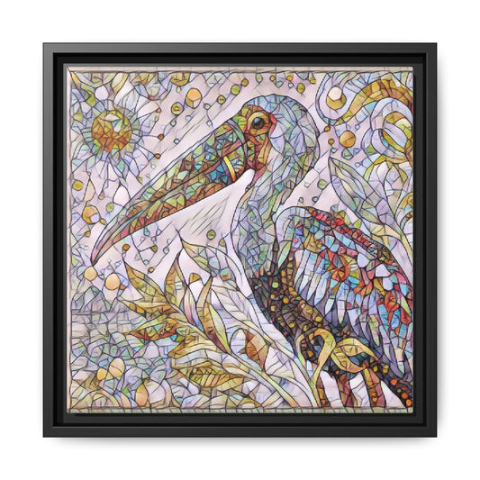Stained Glass Pelican Matte Framed Canvas Art
