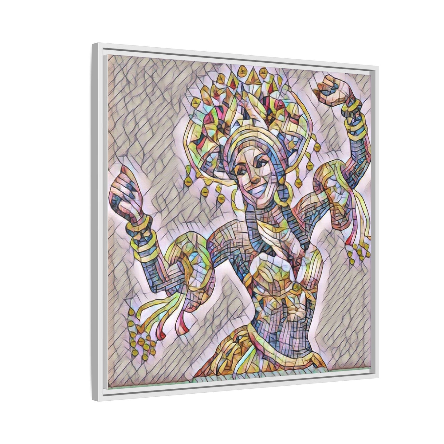 Framed Matte Canvas: Colorful Carnival Dancer Artwork – Vibrant Ethnic Dance Wall Art