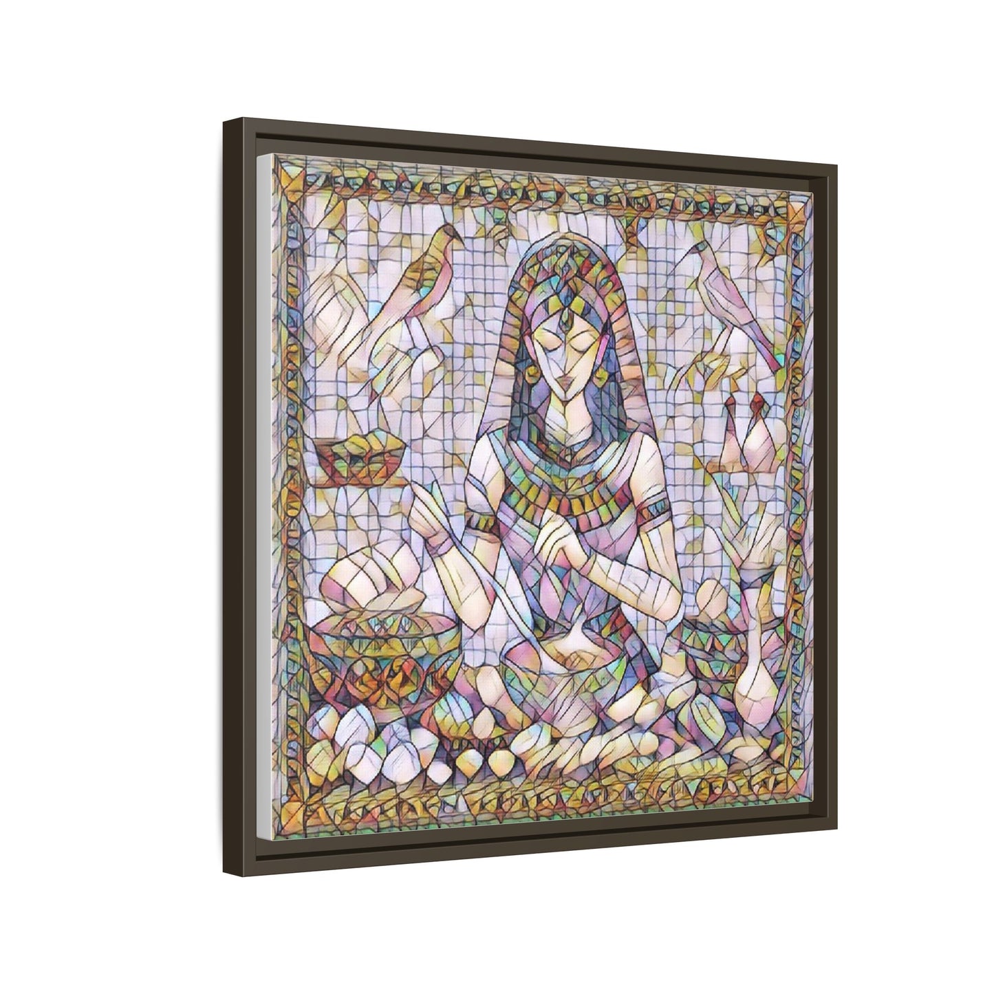 Egyptian Goddess Mosaic Framed Canvas Art