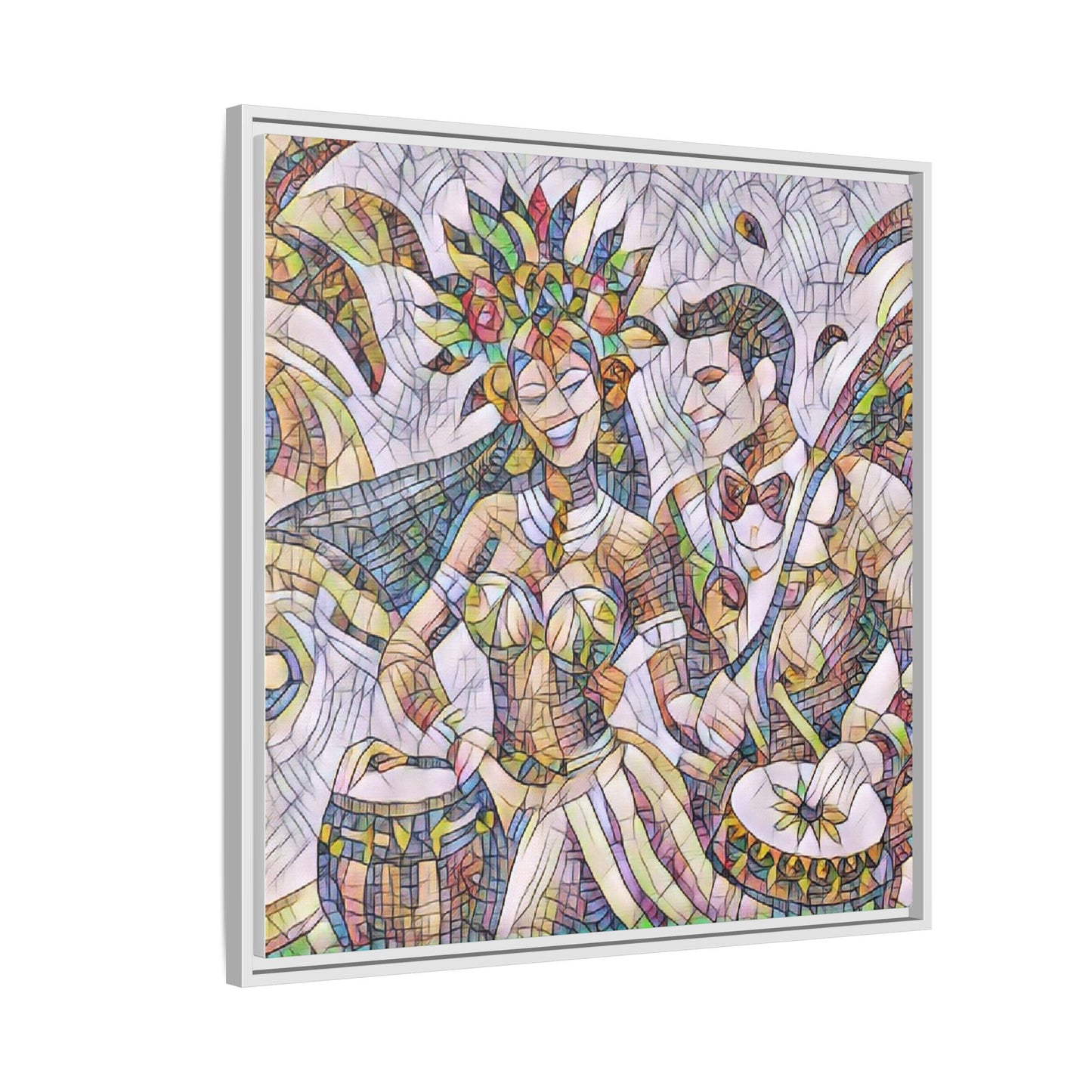 Carnival Samba Dancers Framed Canvas Art — Colorful Brazilian Festival Wall Decor