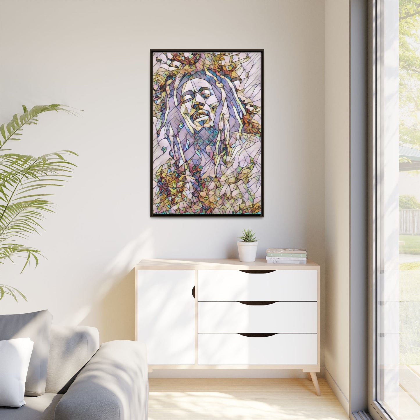 Abstract Multicolor Portrait Matte Canvas Framed Wall Art