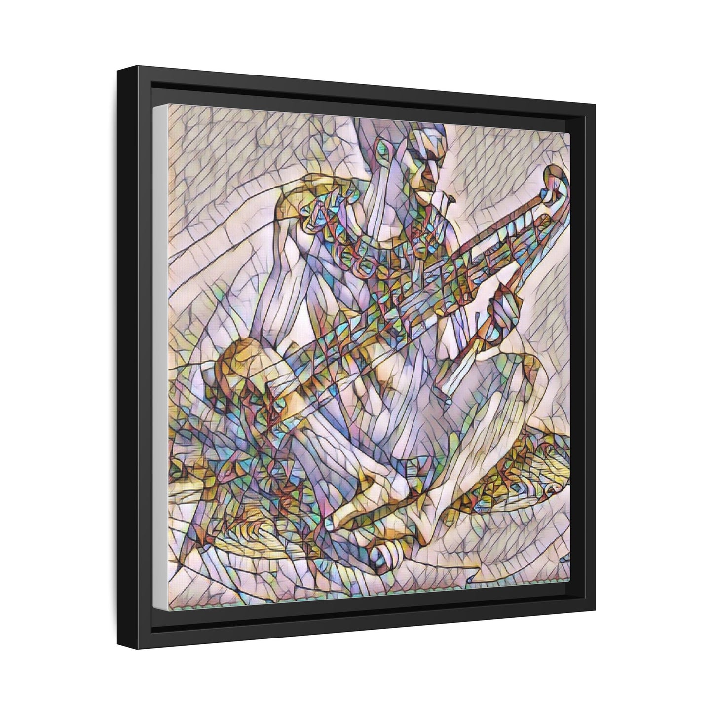 Framed Abstract Musician Canvas Art — Multicolor Modern Wall Decor