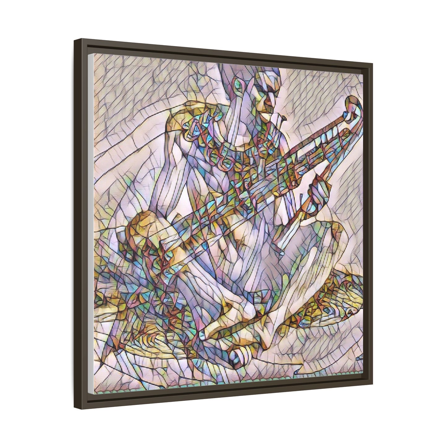 Framed Abstract Musician Canvas Art — Multicolor Modern Wall Decor