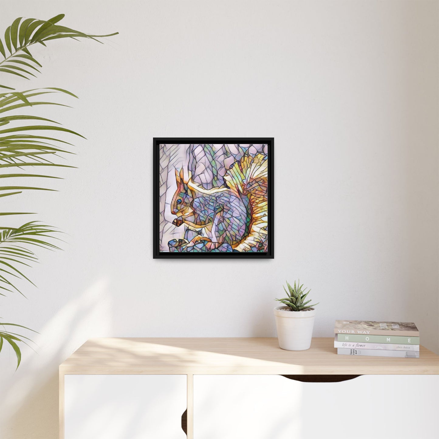 Framed Squirrel Mosaic Matte Canvas Wall Art