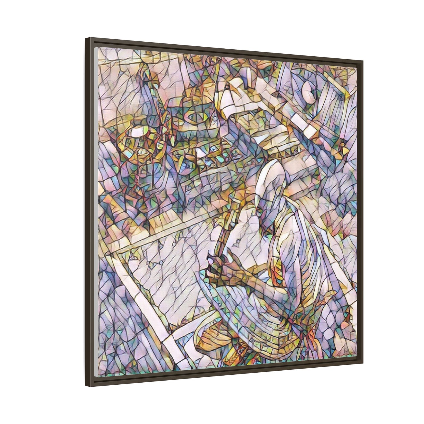 Stained-Glass DJ Matte Canvas Print (Framed) — Colorful Music Room Wall Art
