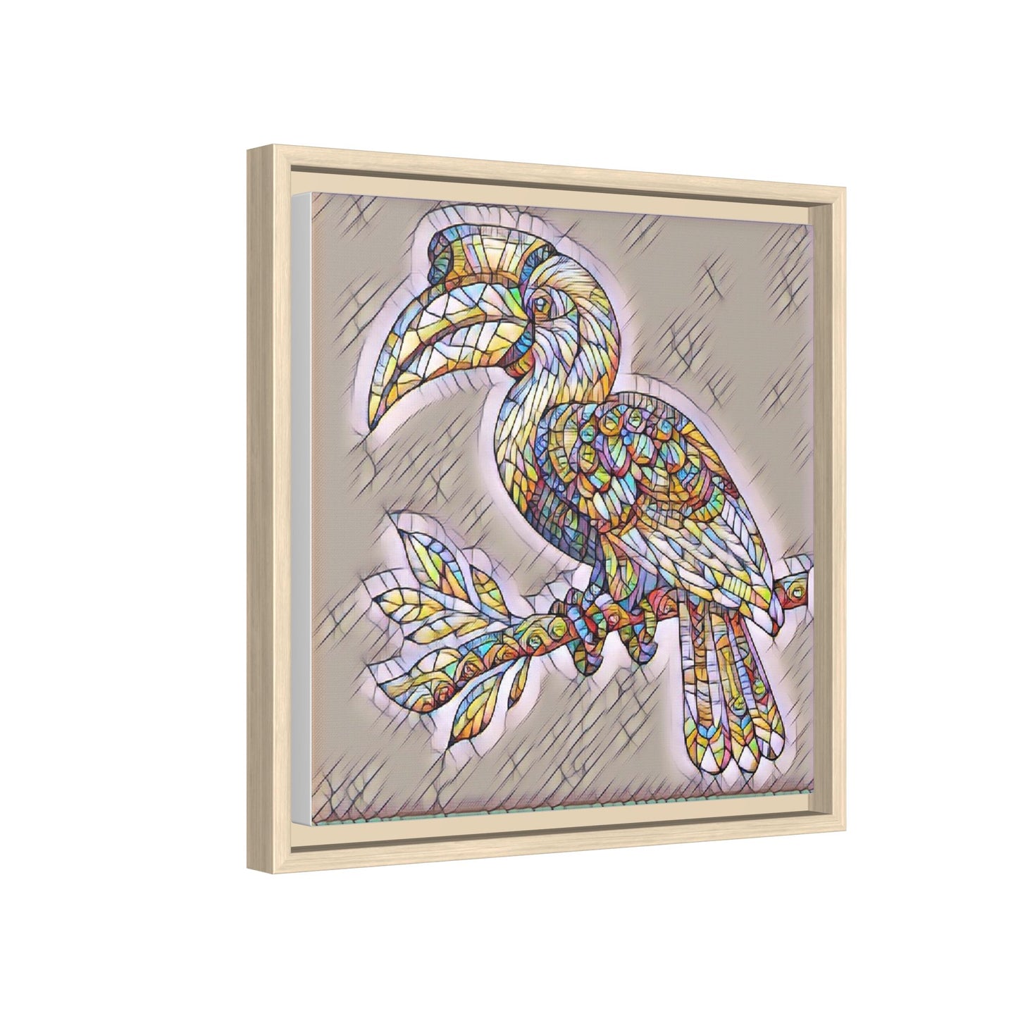 Colorful Stained Glass Toucan Matte Canvas Framed Wall Art