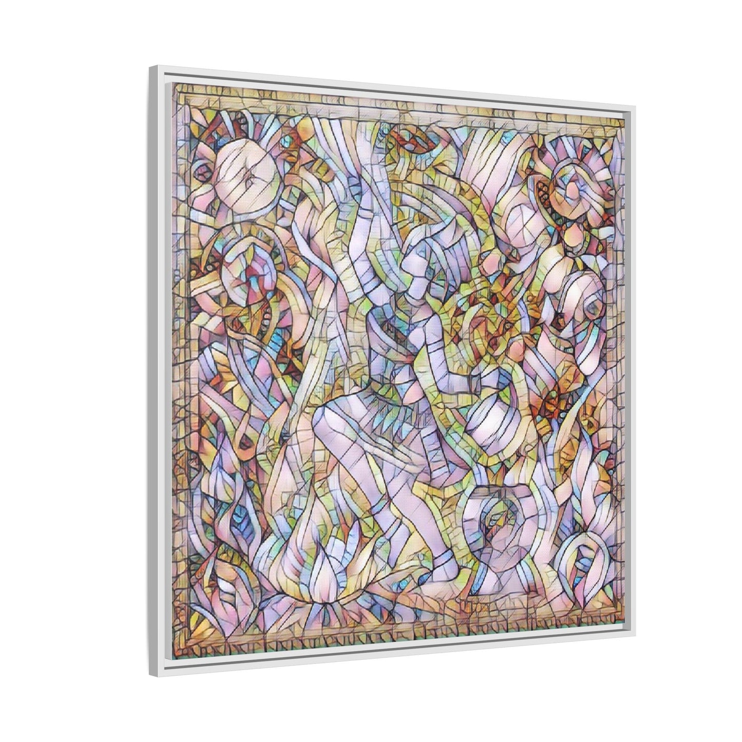 Abstract Stained Glass Dance Matte Framed Canvas