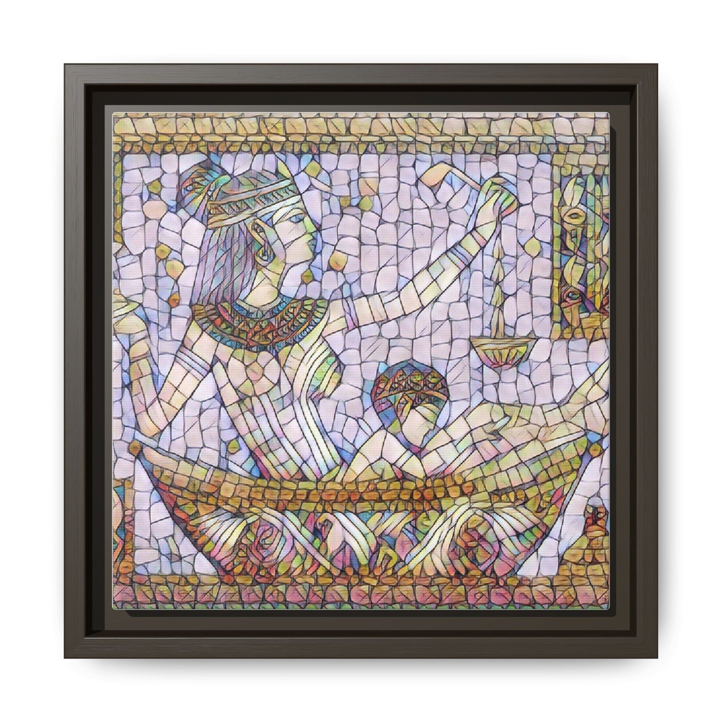 Egyptian Mosaic Goddess Matte Canvas Print (Framed)