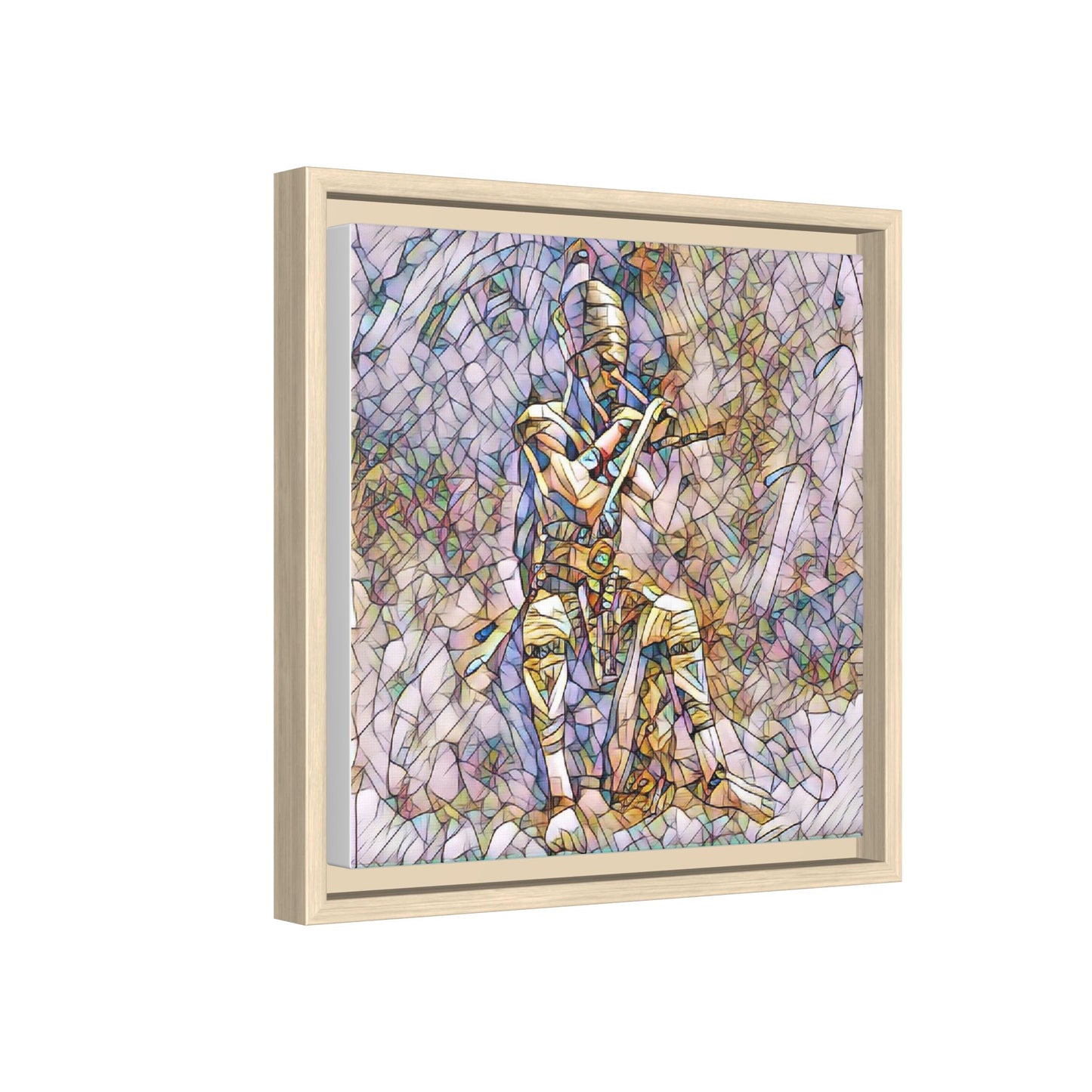 Framed Matte Canvas - Stained Glass Knight Artwork