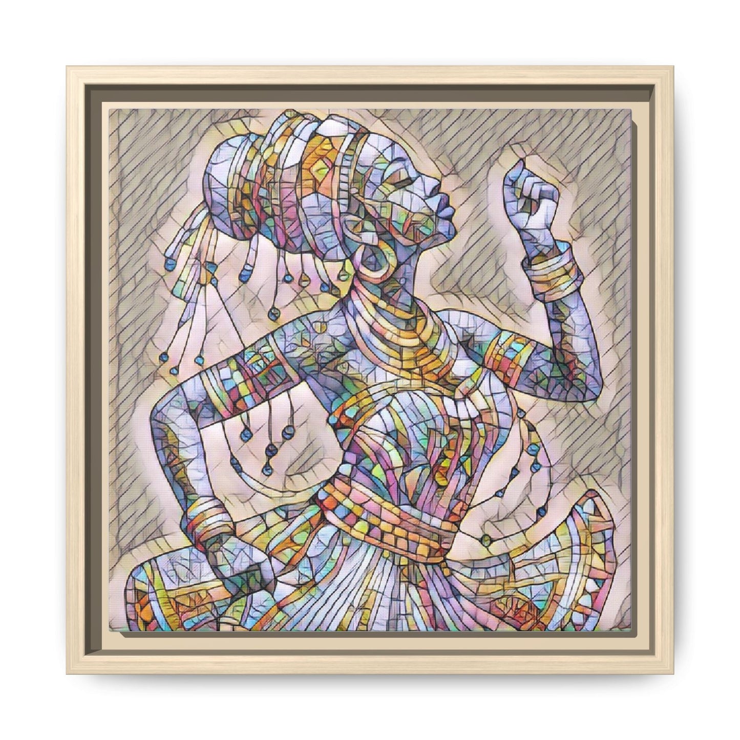 Framed Canvas Art — Colorful Mosaic Dancer