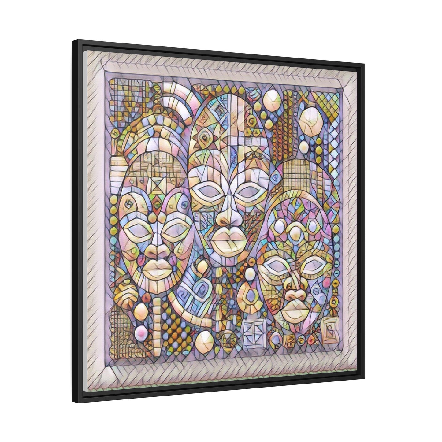Abstract African Mask Art — Framed Matte Canvas Wall Art