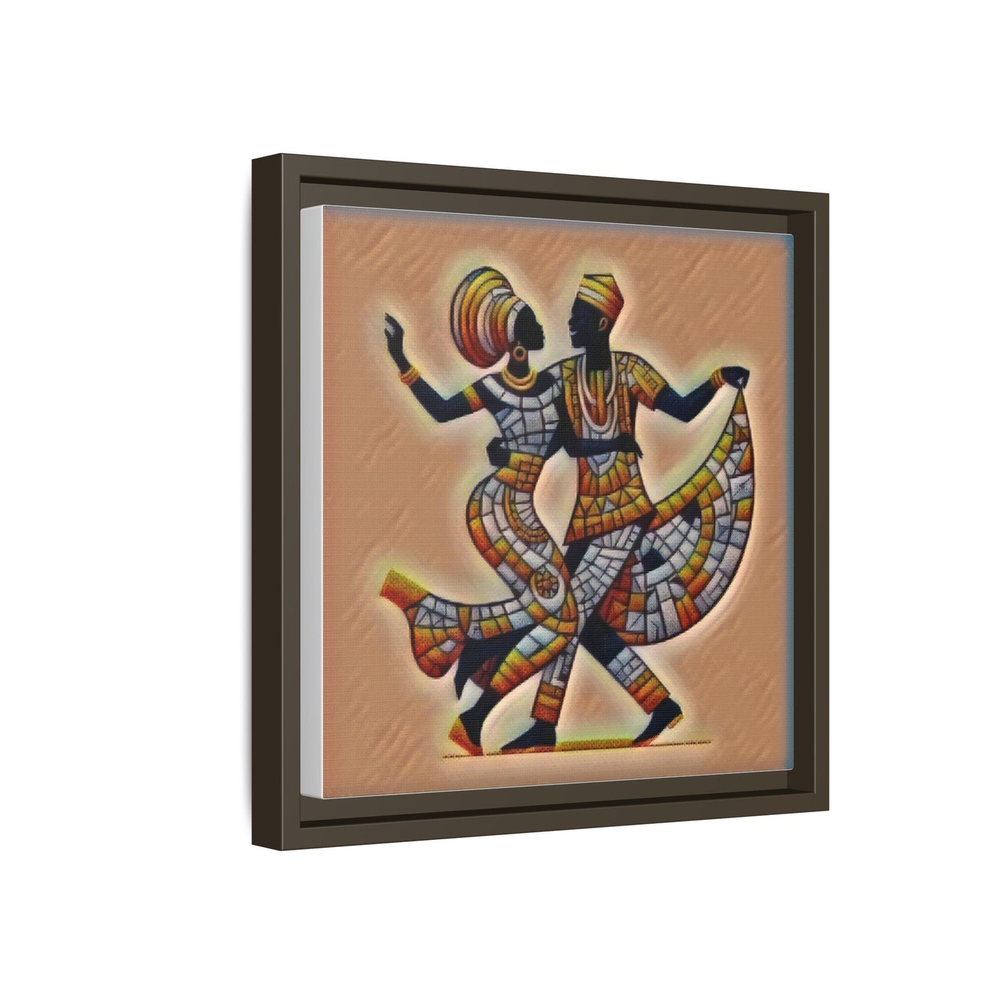Framed African Dance Mosaic Art Print — Matte Canvas Wall Decor
