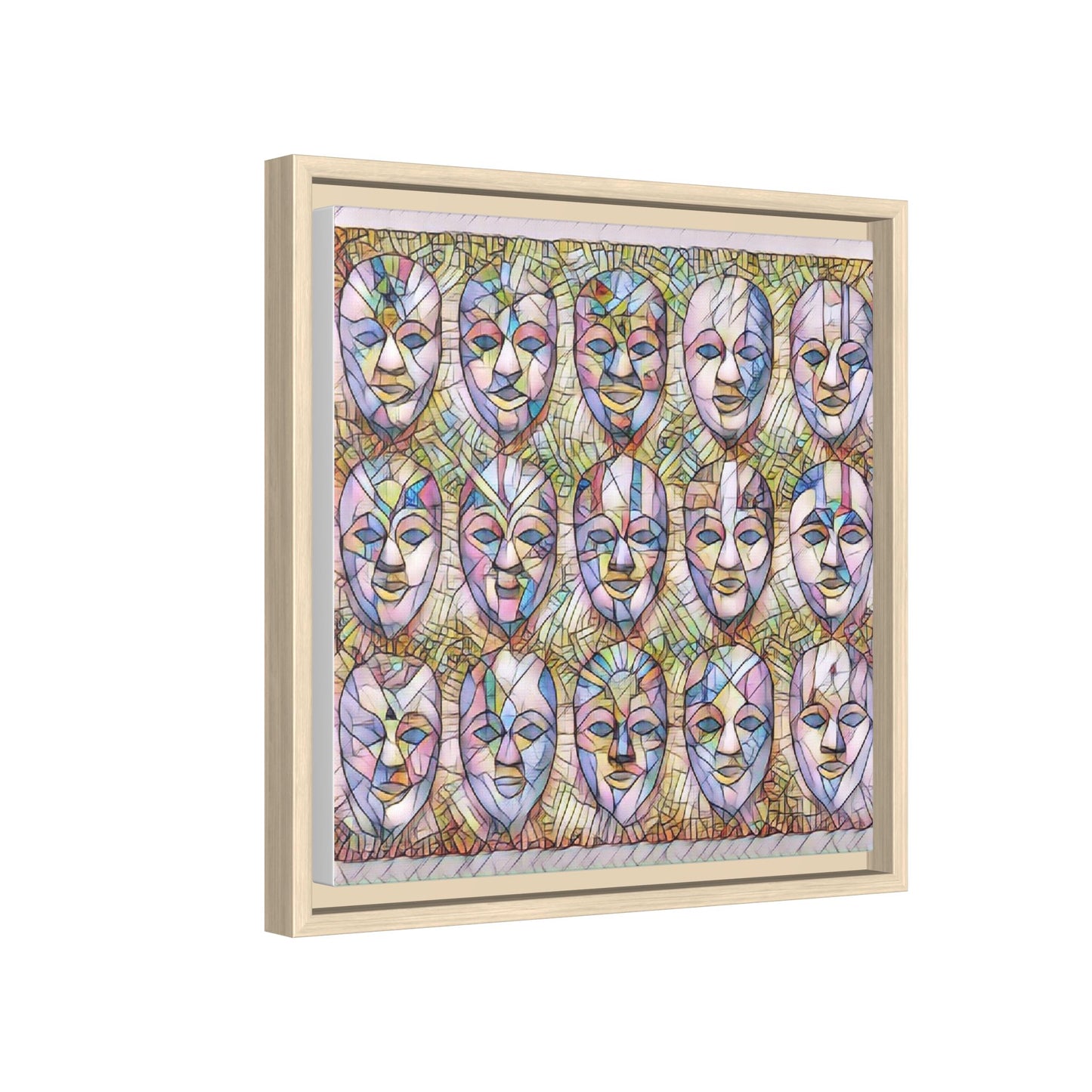 Abstract Mask Art Matte Canvas Print — Framed Multicolor Wall Art