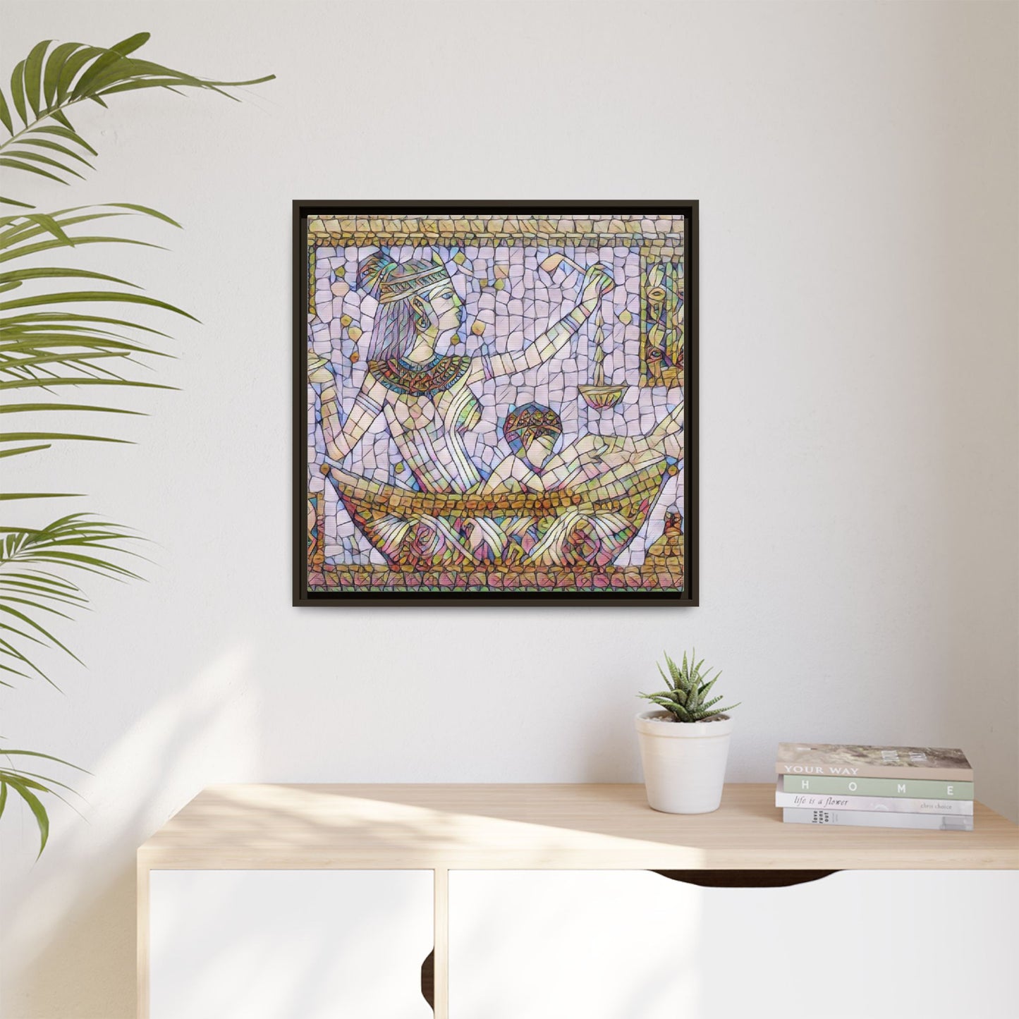 Egyptian Mosaic Goddess Matte Canvas Print (Framed)