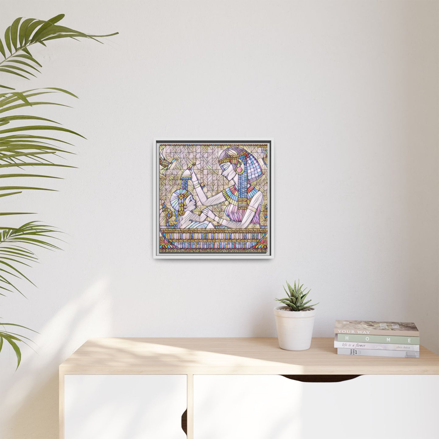 Egyptian Mosaic Mother & Child Framed Matte Canvas