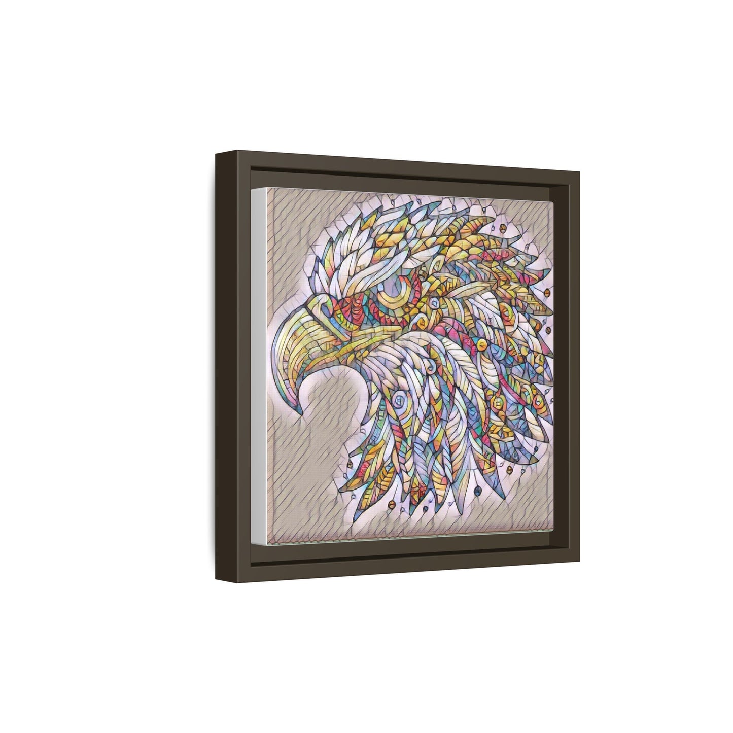 Colorful Eagle Head Matte Framed Canvas Art