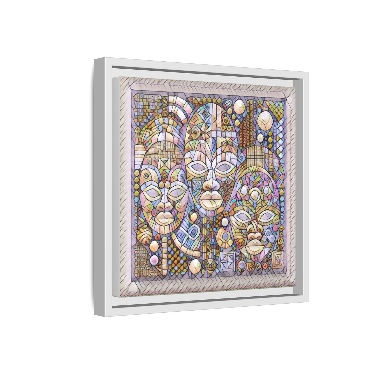 Abstract African Mask Art — Framed Matte Canvas Wall Art