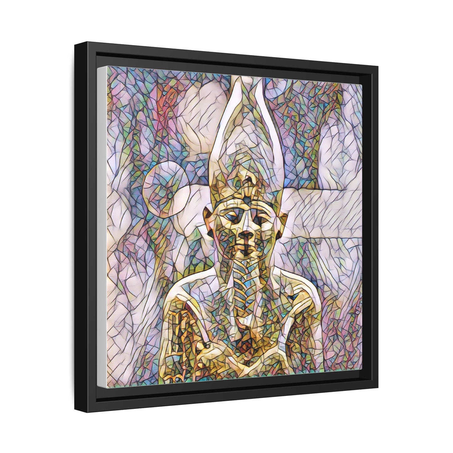Egyptian Pharaoh Stained-Glass Style Matte Canvas Print, Framed