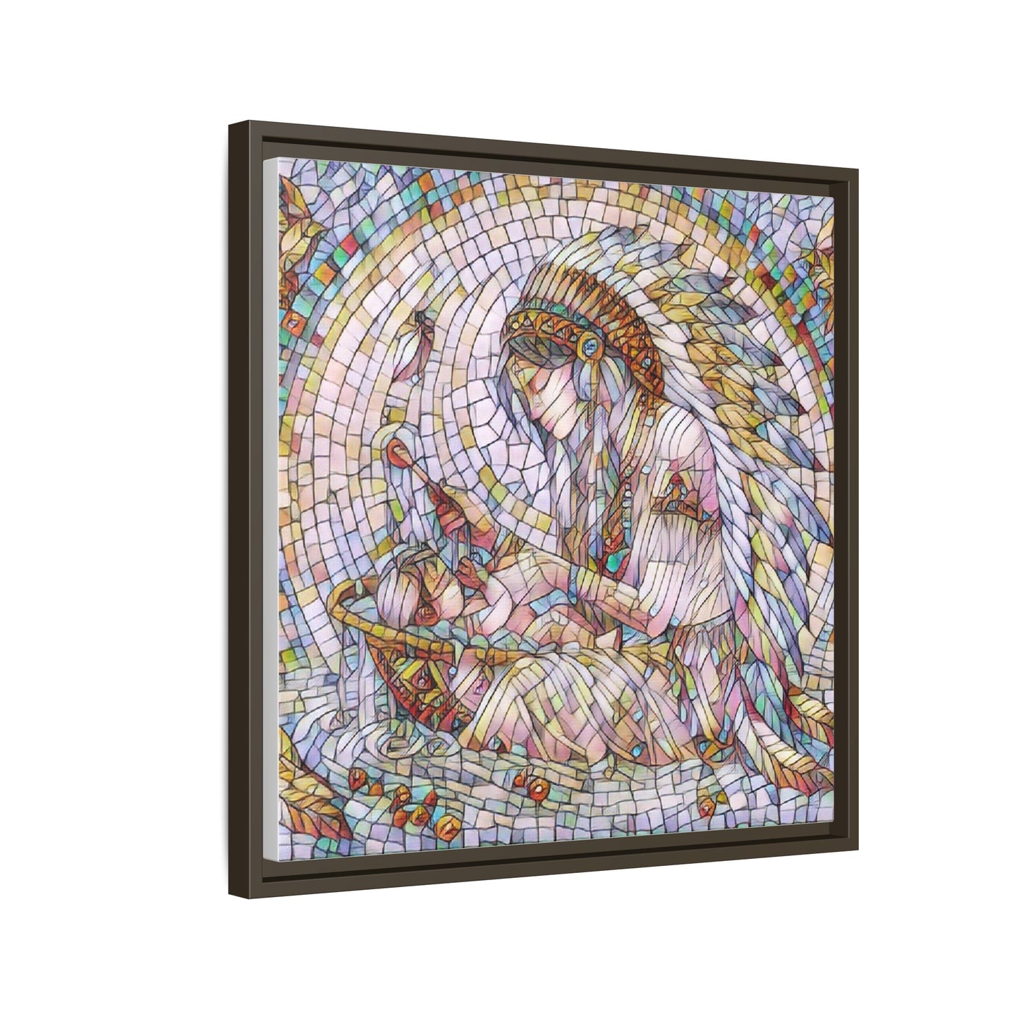 Framed Mosaic Native Mother & Child Matte Canvas Art