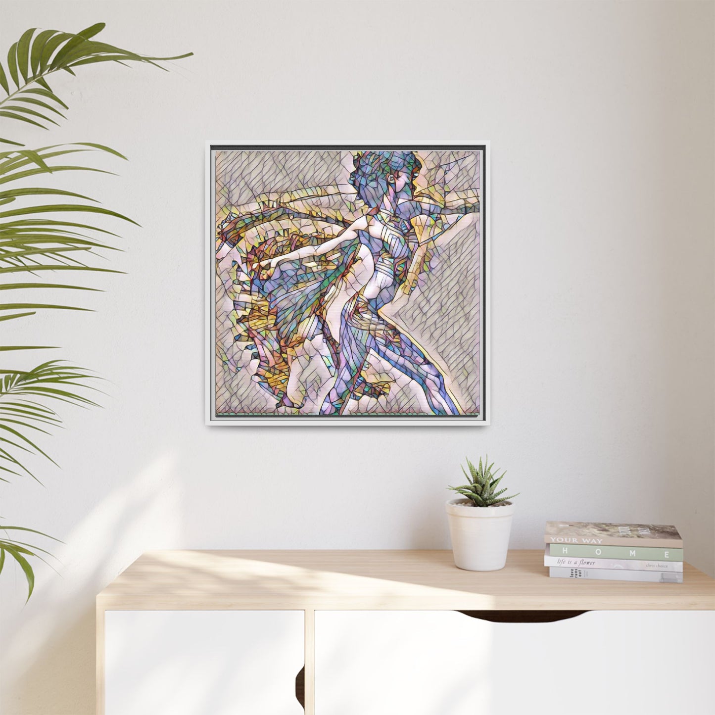 Abstract Stained-Glass Dancer Framed Canvas Art